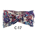 Bohemian style paisley print elastic sports headband in red and blue with front twist knot - c-17/Red Blue Paisley