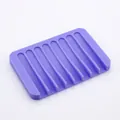Lavender purple silicone soap dish with a rectangular striped drainage design - Square / Purple