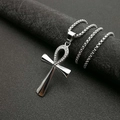 Collana con ciondolo chiave Ankh in acciaio inossidabile argento e cristalli - Solo ciondolo d'argento
