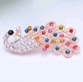 Elegante pauw-emaille broche in roségoud met veelkleurige kristallen en strass-steentjes - Volledige Diamant Kleurrijke Pauw