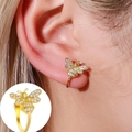 Detail der Bienen-Ohrklemme mit weißen Strasssteinen und 18K vergoldetem Finish - Vergoldet 7665