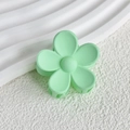 Close-up of matte green flower claw clip with elegant five-petal resin design and texture - Light Green