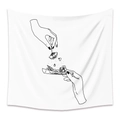 Arazzo minimalista con arte a linee nere e motivi floreali su tessuto bianco - 73x95cm (Tessuto Spazzolato) / SM002 Fiore tra le Mani