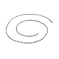 Minimalist silver O-chain necklace with lobster clasp, coiled in a spiral on white background - Textured Silver-3mm (KN107394-Z)