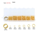 1011pcs gold jump ring and lobster clasp jewelry making kit in transparent storage box - Gold