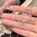 Elegant tulip flower pendant necklace on a silver chain for women, summer jewelry - Tulip Necklace