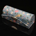 Astuccio per rossetto azzurro con stampa floreale specchio e fibbia argentata - 8.5x3x3cm / Stile 2-Floreale Blu Chiaro