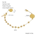 18k gold plated stainless steel religious bracelet with cross and Saint Benedict medals - St. Benedict Medal Cross Style (106-ZYG) / Gold