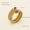 Mehrlagiger Ring aus 18K vergoldetem Edelstahl mit schwarzen und klaren Zirkonia in Gr. 7 - US 7 / Stil 1 Schwarzer Zirkon