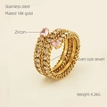 Verstellbarer mehrlagiger 18k vergoldeter Ring mit rosa Herz-Zirkon in US-Größe 7 - US 7 / Stil 1 Rosa Zirkon