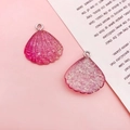 Pendenti a conchiglia in resina rosa con brillantini per creazione gioielli fai-da-te - 20x22mm / Conchiglia Viola