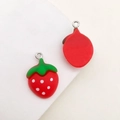 3D resin strawberry charms with red finish and green leaves for DIY jewelry making - 1pc Red Strawberry (16x23mm)