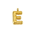 Golden puffy 3D balloon initial letter E pendant in polished stainless steel - Letter E