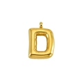 Puffy golden letter D balloon pendant necklace in polished stainless steel - Letter D