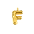 Puffy golden 3D bubble letter F pendant in polished metal finish for women necklaces - Letter F