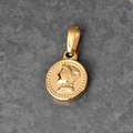 Retro Roman portrait gold coin pendant in 18K gold-plated steel with beaded edge - B06-Mini Coin