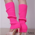 Fuchsia ribbed knit leg warmers in a vibrant solid color for a warm winter style - Rose Red