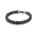 Men's retro square link stainless steel bracelet in silver and black with lobster clasp - Width 6mm/Length 20cm(KB130683-Z)