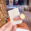 Korean style girls hair clip with yellow lemon slice and colorful moving sequins - Yellow Lemon