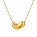 Minimalistische 18k vergoldete Edelstahl Schlangenkette mit Herz-Bohnen-Anhänger - Gold