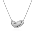 Silberne Edelstahl Schlangenkette mit poliertem Bohnenanhänger für Damen im Hip-Hop Stil - Silber