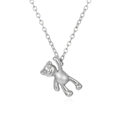 Minimalist silver stainless steel teddy bear pendant necklace with a 3D bear charm - Steel Color Bear Pendant Necklace (Single)