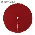 Klassische 122cm rote gestrickte Weihnachtsbaumdecke mit Schleifen auf weißem Hintergrund - Purpurrot