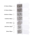 Silver DIY jewelry findings kit with lobster clasps and rings in a plastic box - White K Box Set