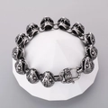 Men's punk snake head bracelet in antique silver steel with realistic scale details - Steel Color (KB168629-KJX)