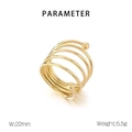 Vista detallada del anillo espiral multicapa de acero con dimensiones A 22mm y peso 5,5g - Espiral de Doble Cuenta (KR109862-WGZQ) / Dorado