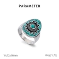 Detail view of oval turquoise ring with vintage engraving, size 23x16mm, weighing 7g - US 9 / Turquoise Green Oval Retro Style (KR109871-WGRZ)