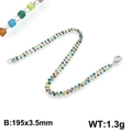 Bohemian style titanium steel bracelet with colorful square resin beads and lobster clasp - Multi-Color Mixed Square Bead Style (KB130355-Z)