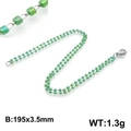Bohemian stainless steel bracelet featuring translucent green beads and lobster clasp - Emerald Green Square Bead Style (KB130356-Z)