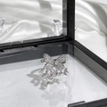 Macro shot of silver butterfly ring with sparkling zircons in a premium black display box - Silver Pave Rhinestone Butterfly Style (7)