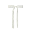 Elegant white satin ribbon bow hair clip with double long streamers for women and girls - White