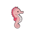 Pink cartoon seahorse enamel pin made of metal with detailed fin and belly patterns - XZ4612-Pink Seahorse