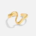 Modischer goldener unregelmäßiger Wellen-Schlangenring mit geometrischem Design - Einstellbar Offen / Gold
