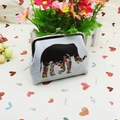 Vintage PU leather kiss-lock coin purse featuring a colorful floral elephant pattern - Elephant