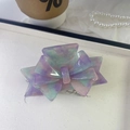 Detail of purple and green gradient bow hair claw with glitter finish on a white box - 5# Starry Purple