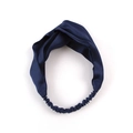 Navy blue 19mm mulberry silk knotted headband with elastic band for hair care - Navy Blue
