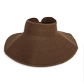Cappello parasole in paglia marrone scuro con tesa larga e design aperto - Adulto (55-60cm) / Stile Pieghevole Senza Parte Superiore / Caffè