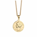 Vintage titanium steel coin necklace with embossed relief portrait on a gold box chain - 2.5*60 Pearl Chain / Gold