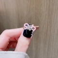Verstellbarer Silberring mit rosa Schleife, Strassblume und Sternanhänger für Damen - Einstellbar Offen / Rosa Schleife Stern Anhänger (JZ3246)