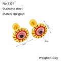 Orecchini a perno Evil Eye in acciaio inossidabile placcato oro 18K e resina colorata - Rosso