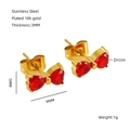 Boucles d'oreilles nœud en acier inoxydable doré 18 carats avec zircons cœur rouges - Zircon Rouge