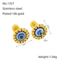 Orecchini a perno malocchio in acciaio inossidabile placcato oro 18k e resina blu, 9mm - Blu