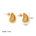 Detail of gold quilted water drop earrings showing 1.8cm height and 1.1cm width dimensions - Quilted Water Drop Studs
