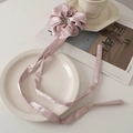 Detail of elegant pale pink satin scrunchie with long ribbons on a stylist magazine - 3# Korean Pink