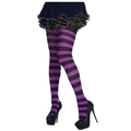 Bas au-dessus du genou à rayures violettes et noires pour costumes d'Halloween et Noël - Taille unique / Collants rayés violet et noir