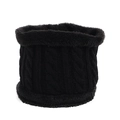 Kinder Winter Strickschal mit warmem schwarzem Plüschfutter und Zopfstrickdesign - Einheitsgröße / Schwarzer Schal